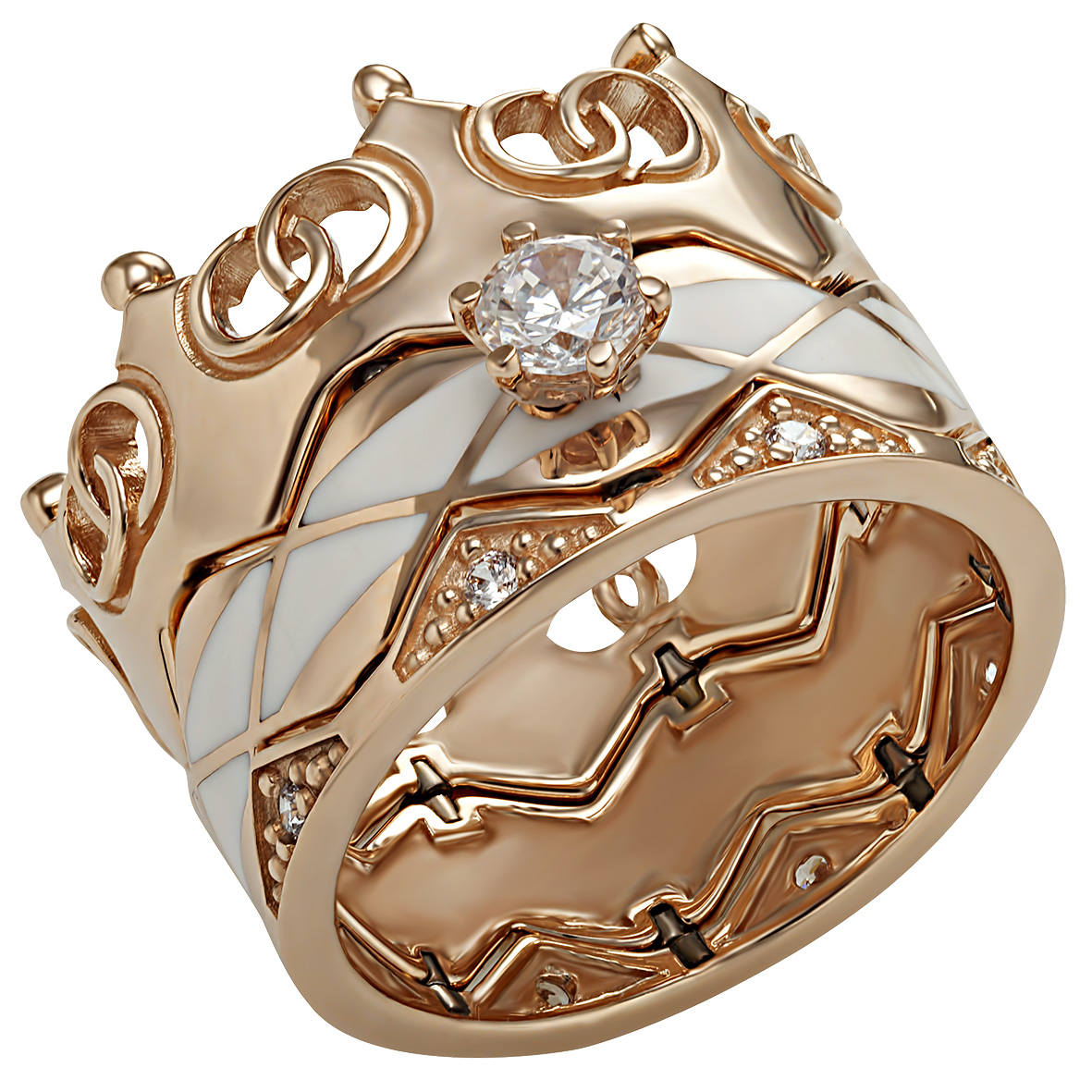 

Золотое кольцо-корона с фианитами и эмалью Tango Jewellery Company 330096Е размер 18.5