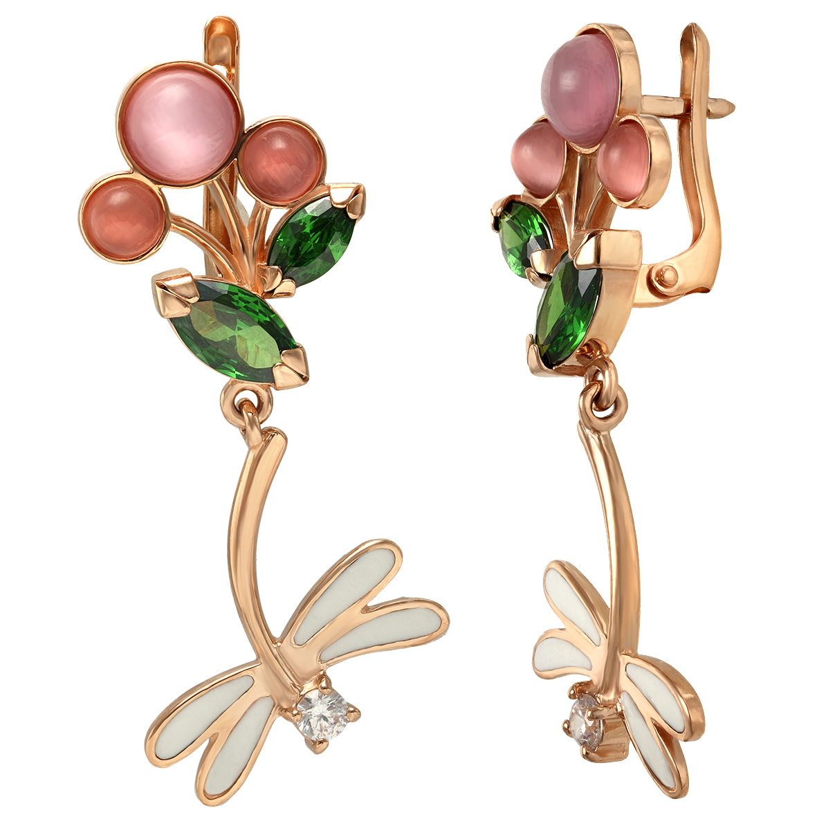 

Золотые серьги с фианитами, улекситом и эмалью Tango Jewellery Company 420270Е