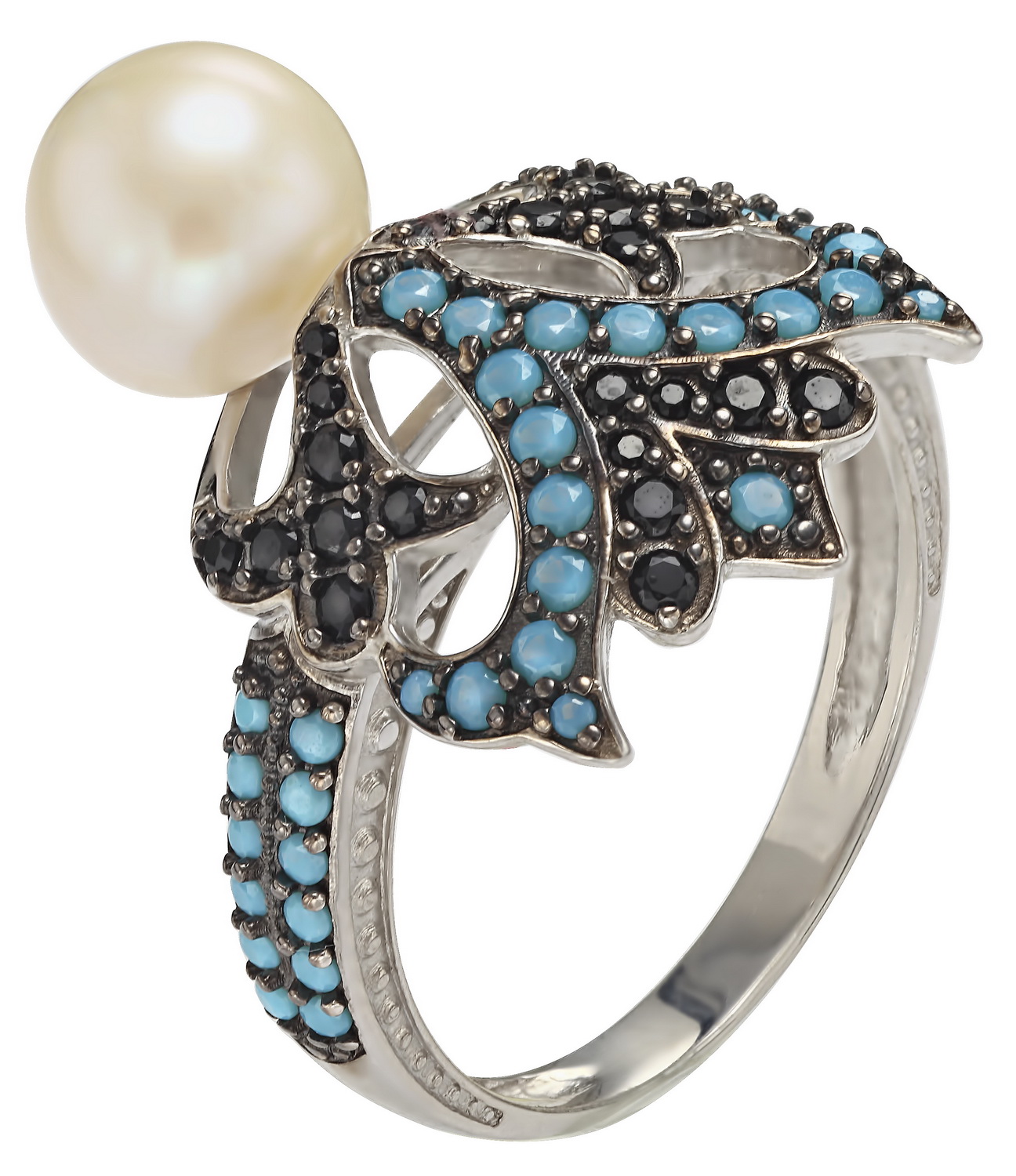 

Серебряное кольцо с жемчугом, фианитами и нанокристаллами Tango Jewellery Company 380188С размер 20