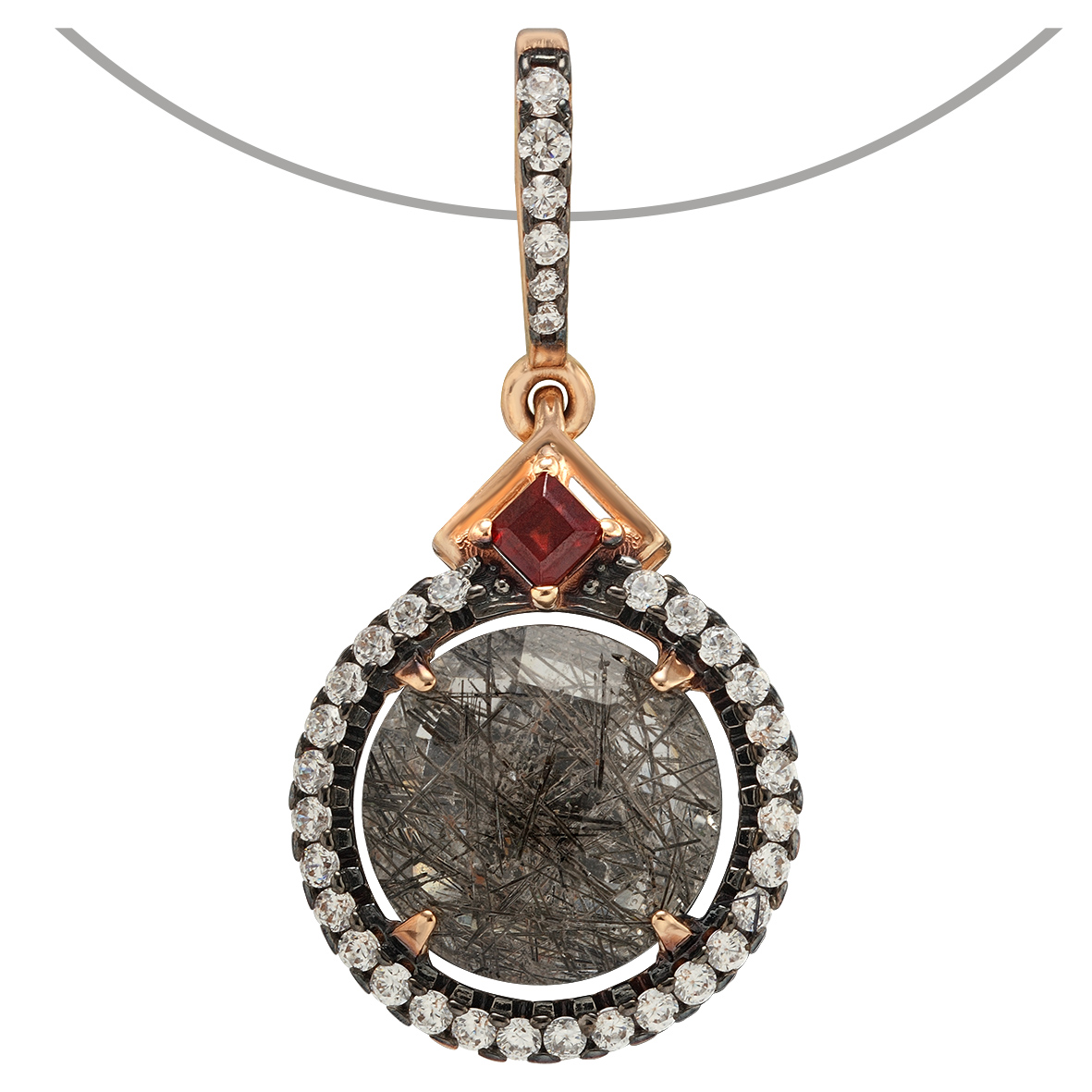 

Золотая подвеска с кварцем, гранатом и фианитами Tango Jewellery Company 180098