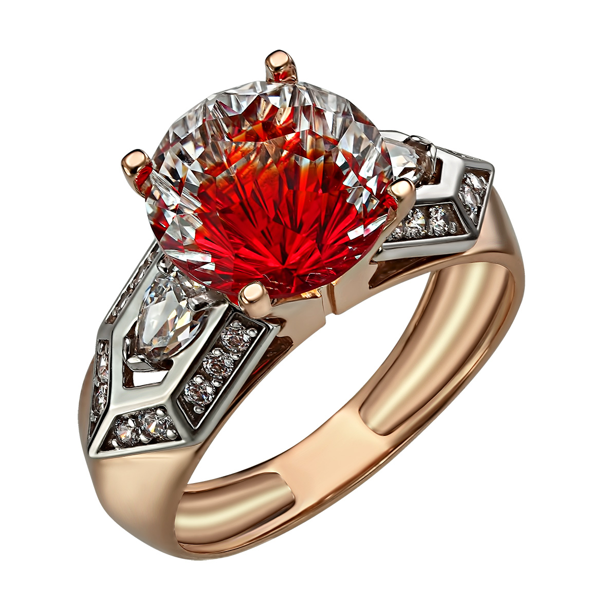 

Золотое кольцо с горным хрусталем и фианитами Tango Jewellery Company 3728756 размер 17.5