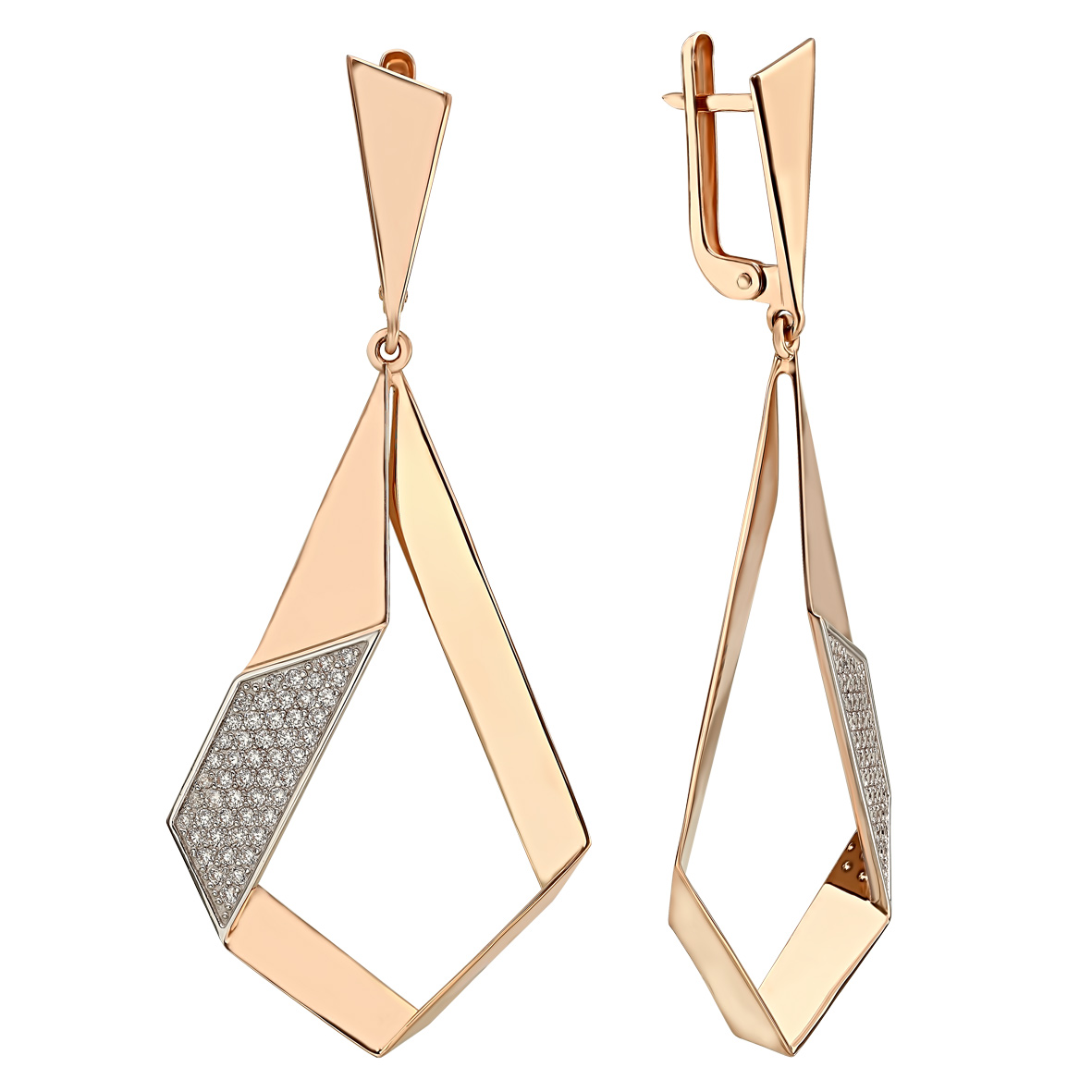 

Золотые серьги-подвески c фианитами Tango Jewellery Company 420958