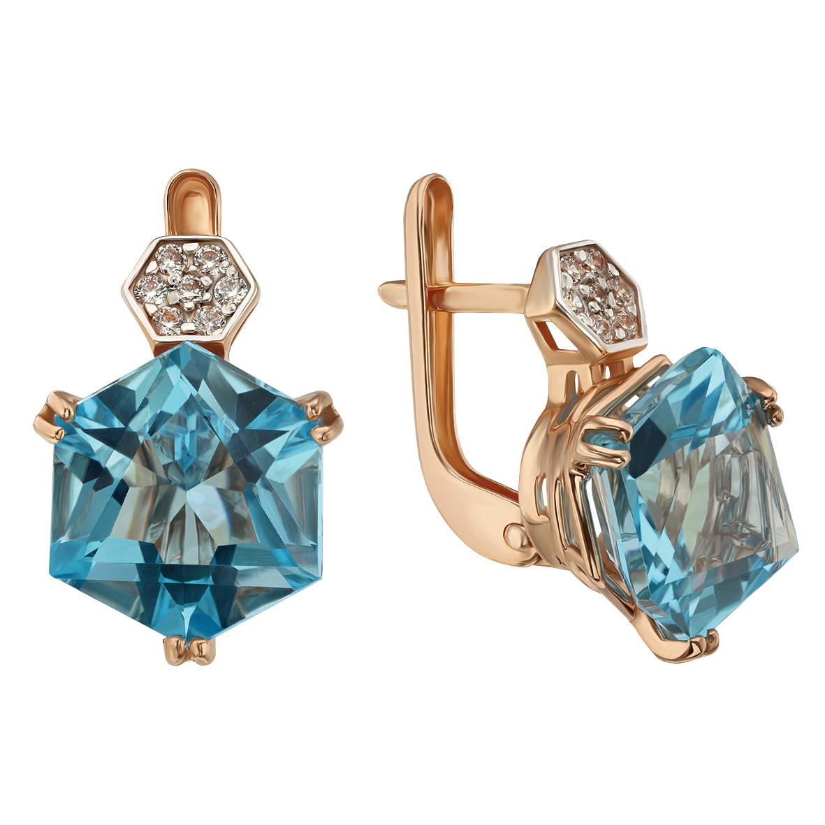 

Золотые серьги с голубым топазом и фианитами Tango Jewellery Company 441776