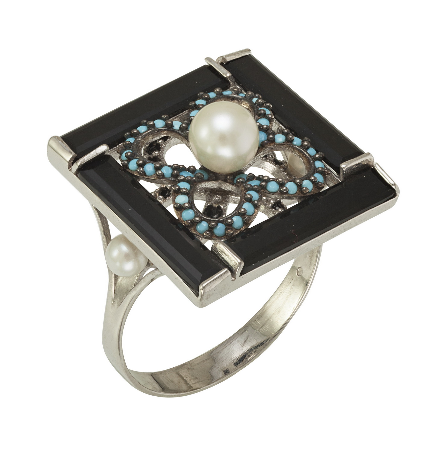 

Серебряное кольцо "Ночное рандеву" с агатом, жемчугом, фианитами и нанокристаллами Tango Jewellery Company 369551С размер 20.5