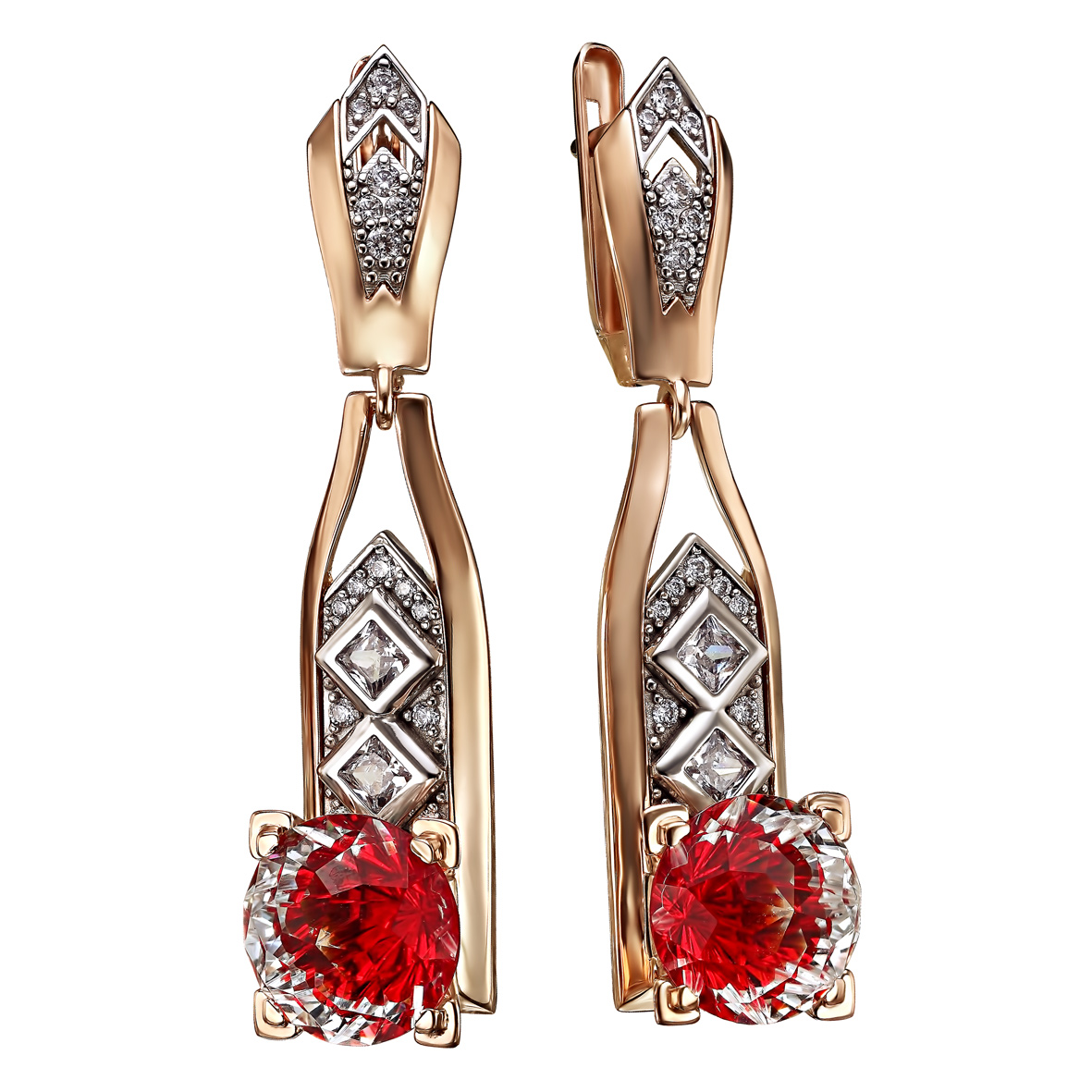

Золотые серьги с горным хрусталем и фианитами Tango Jewellery Company 4528378