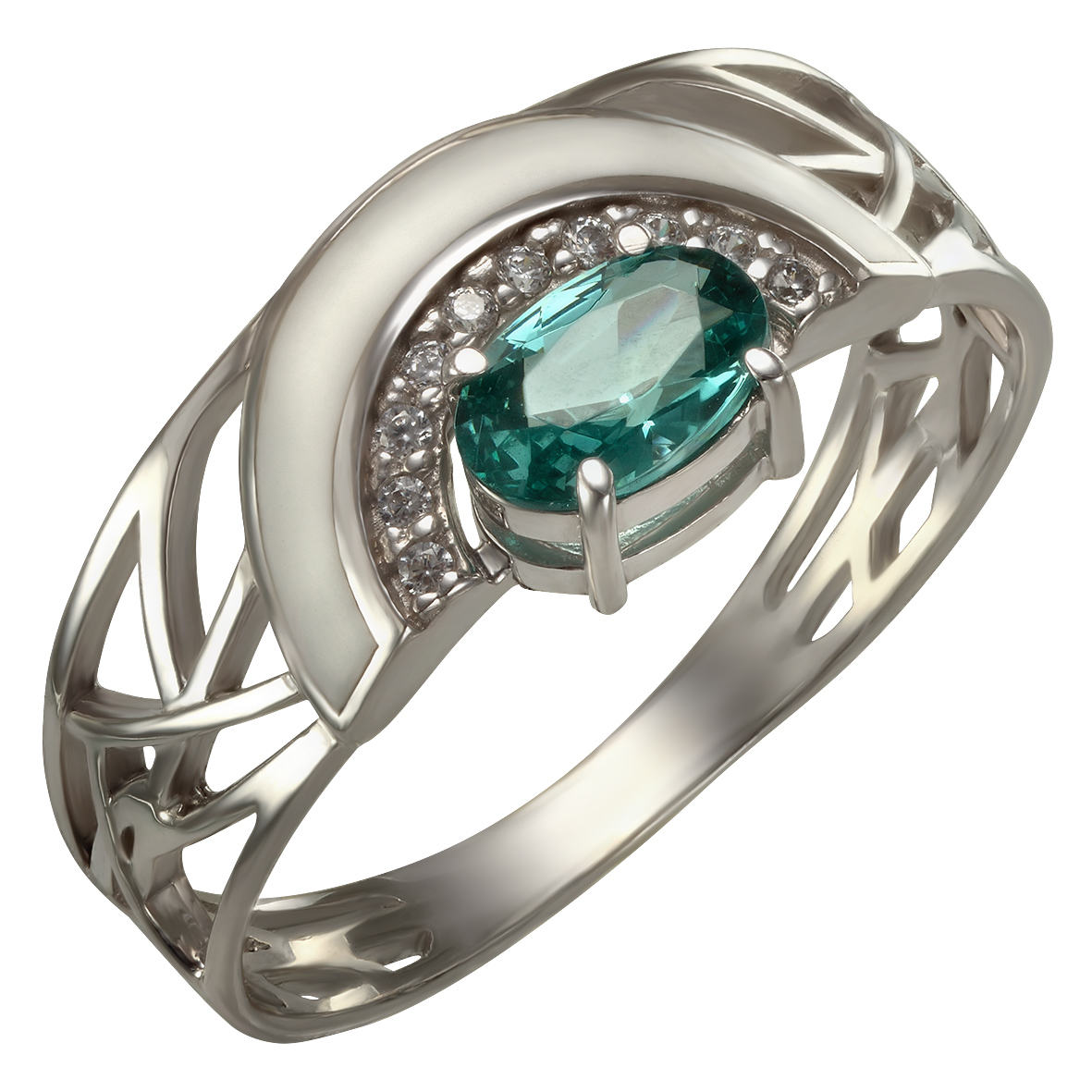 

Серебряное кольцо с нанокристаллом, фианитами с эмалью Tango Jewellery Company 330676А размер 16