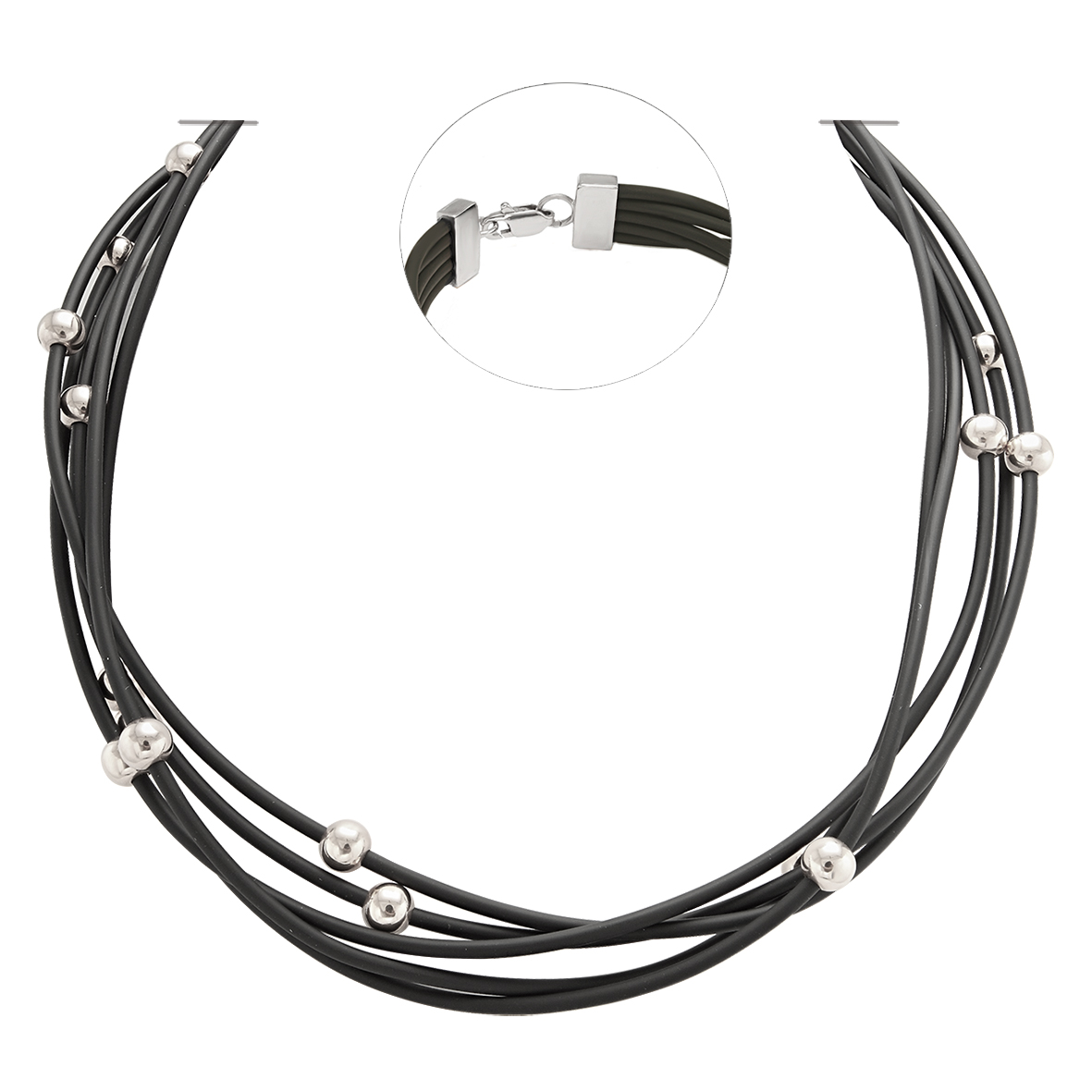 

Шнурок каучуковый с серебряными вставками Tango Jewellery Company 950049С размер 500