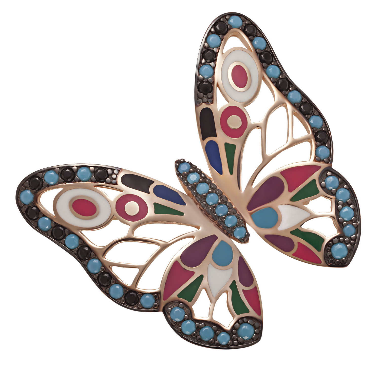 

Золотая брошь с фианитами и эмалью Tango Jewellery Company 660105Е