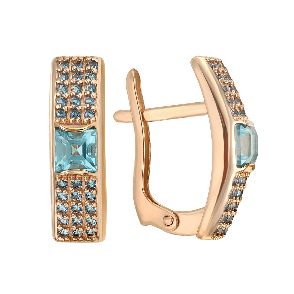 

Золотые серьги с голубым топазом и фианитами Tango Jewellery Company 441648