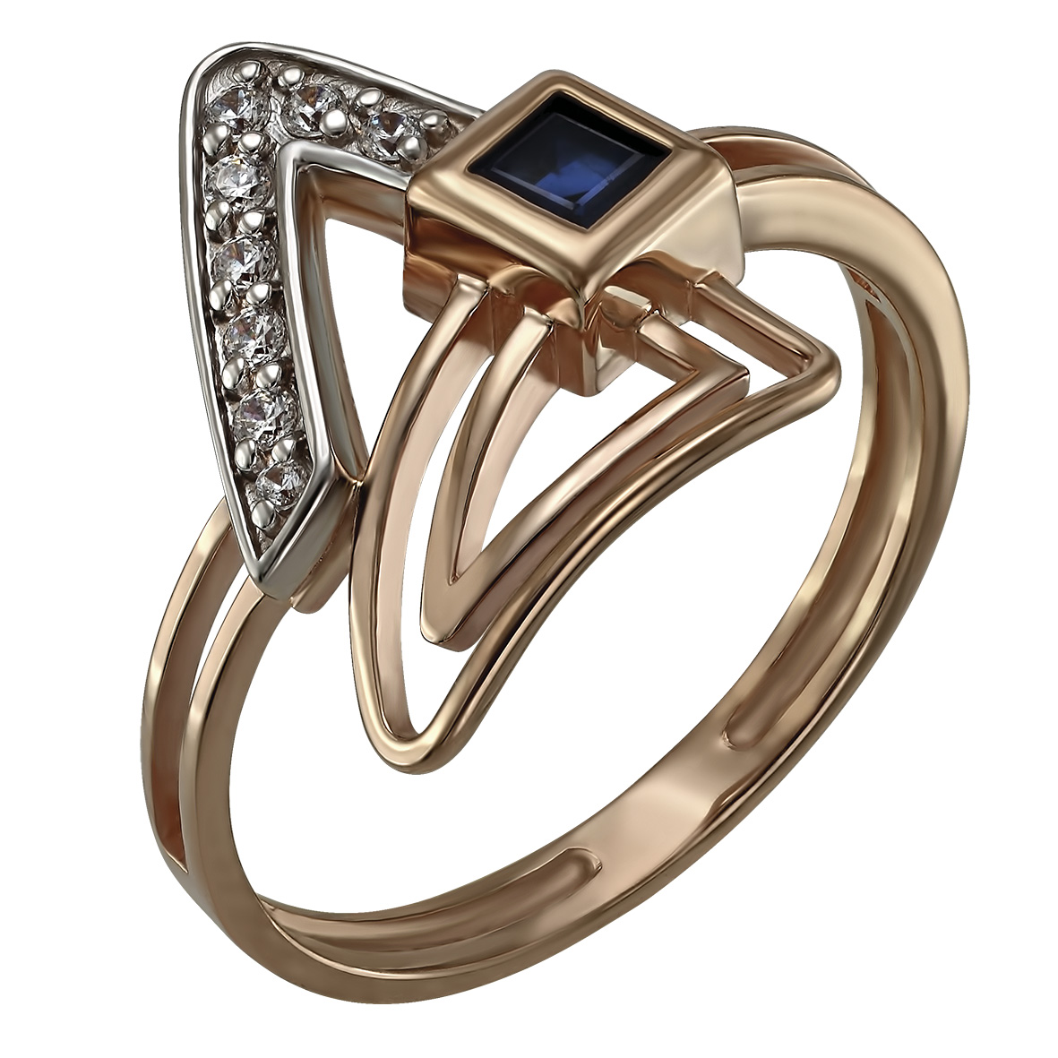 

Золотое кольцо с сапфиром и фианитами Tango Jewellery Company 372751 размер 17