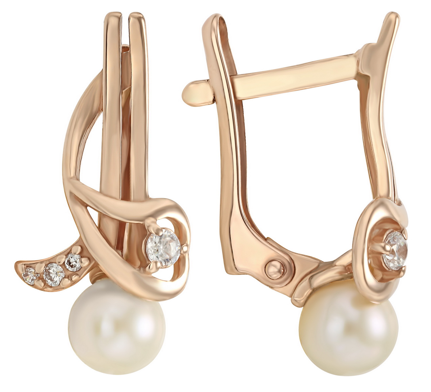

Золотые серьги с жемчугом и фианитами Tango Jewellery Company 420243