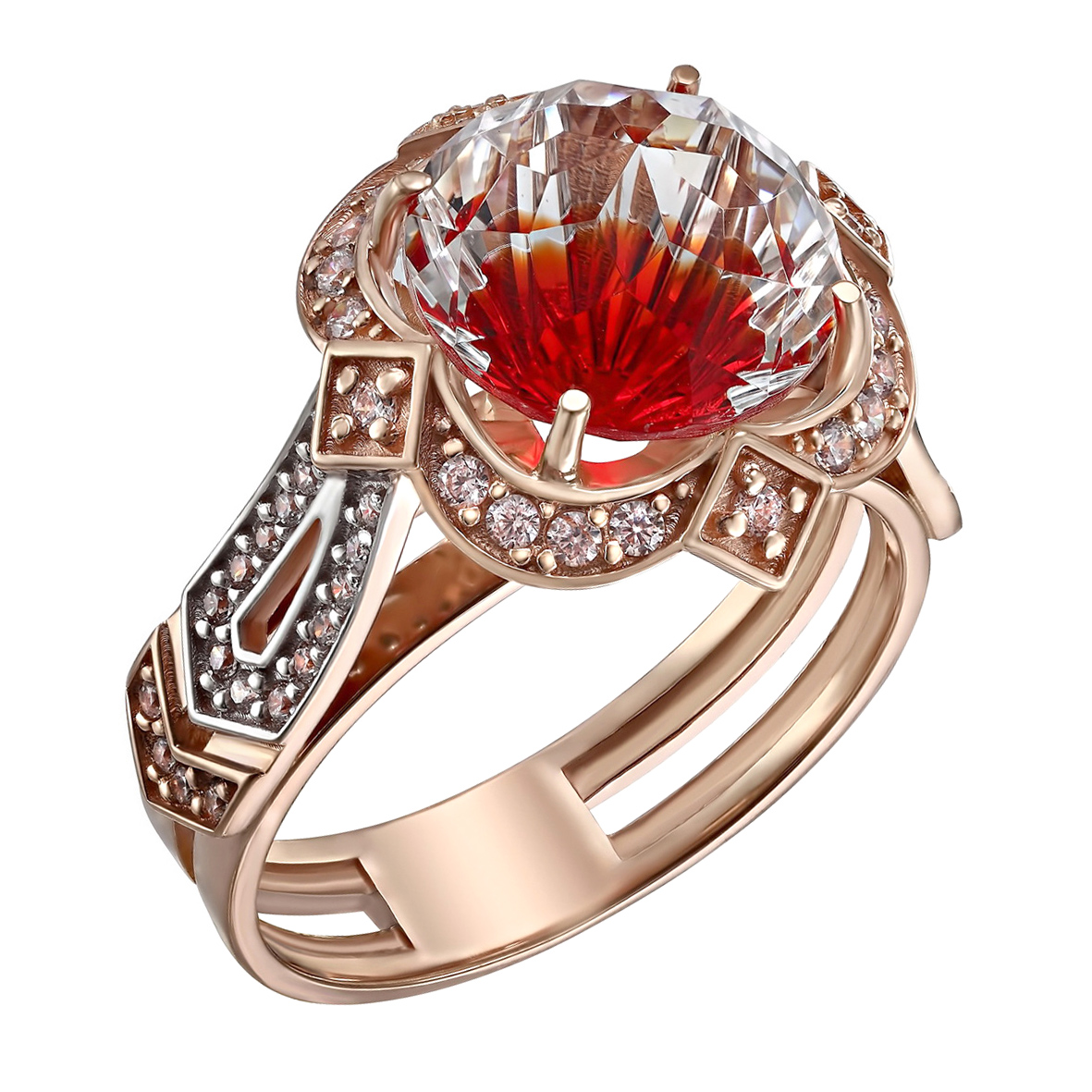 

Золотое кольцо с горным хрусталем и фианитами Tango Jewellery Company 3728763 размер 17
