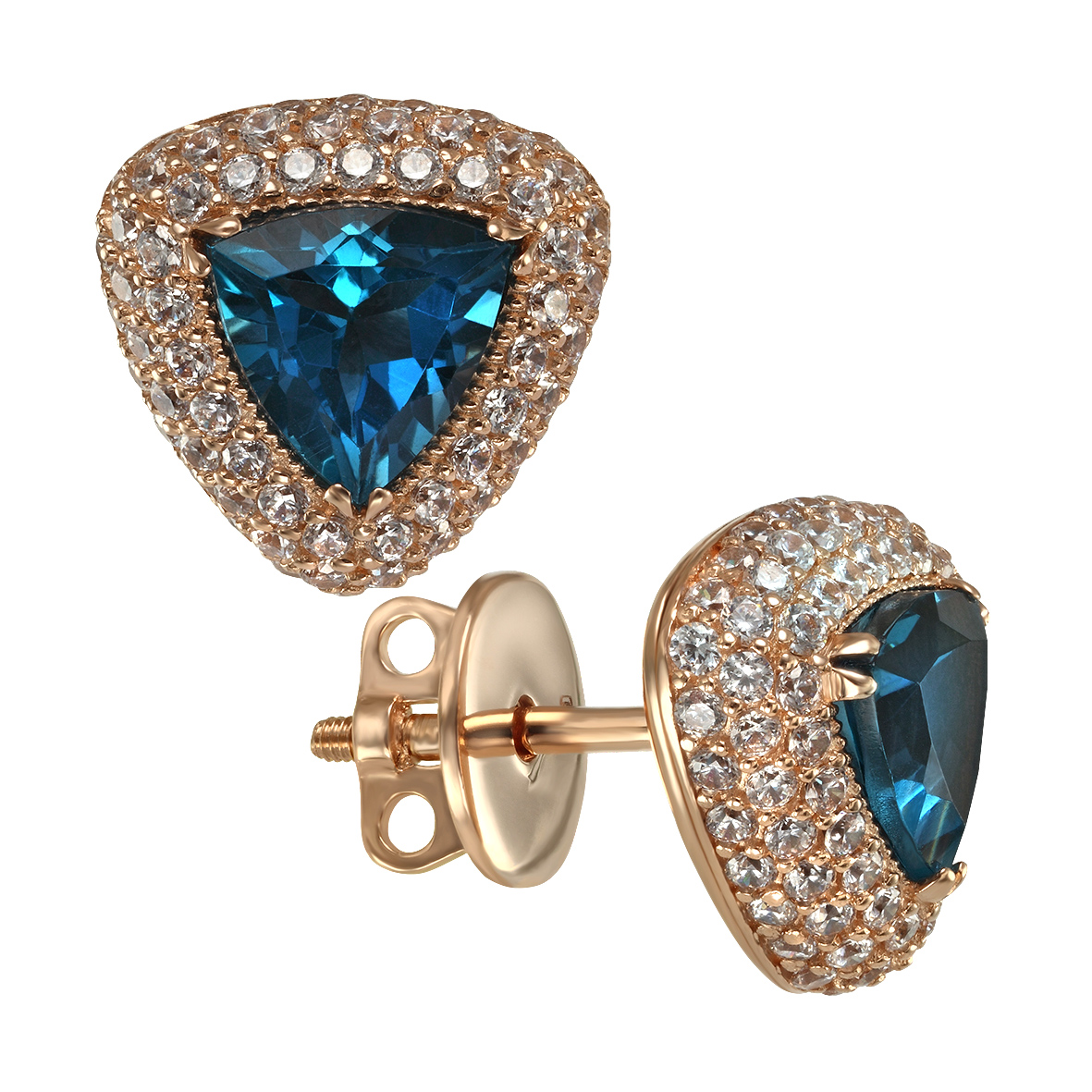 

Золотые пуссеты с топазами и фианитами Tango Jewellery Company 571149