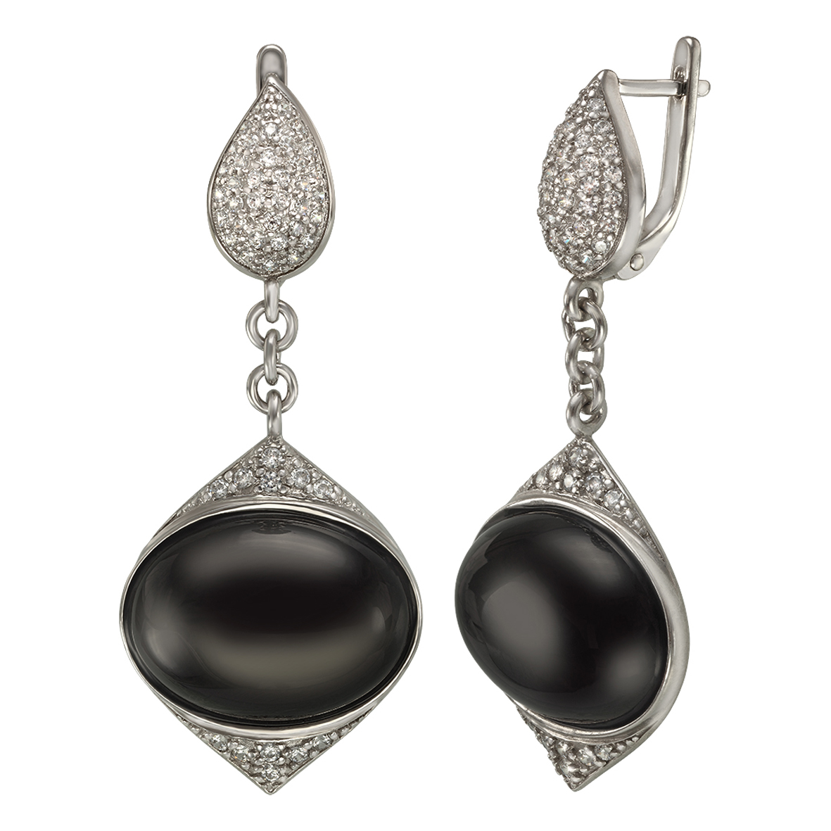 

Серебряные серьги - подвески с агатом и фианитами Tango Jewellery Company 459214С