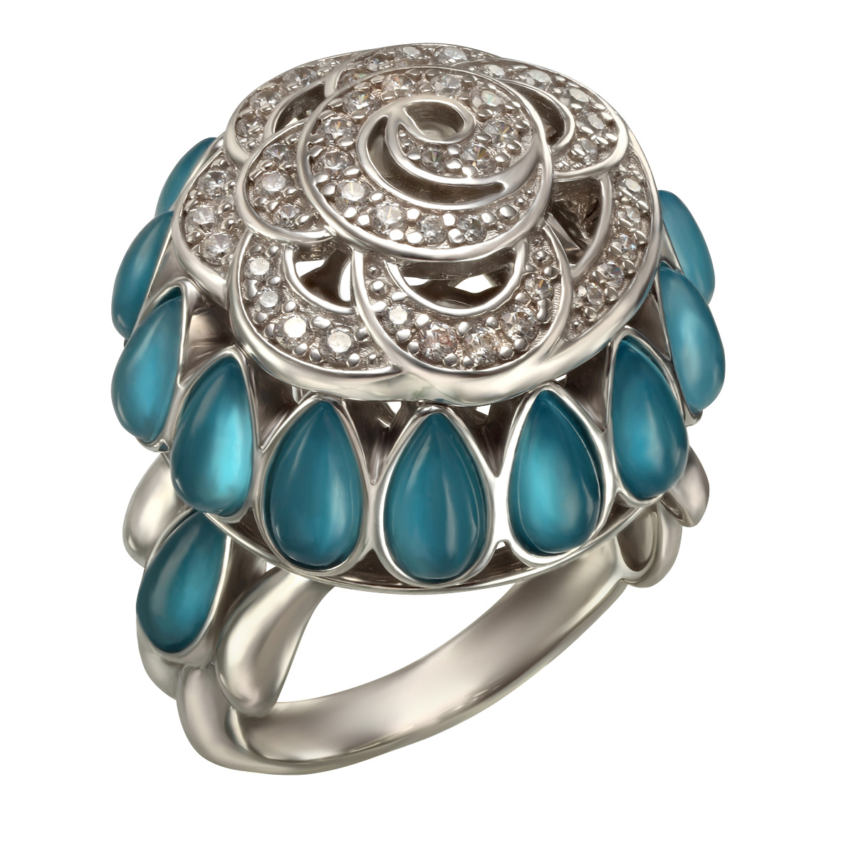

Серебряное кольцо с фианитами и улекситами Tango Jewellery Company 350026С размер 16.5