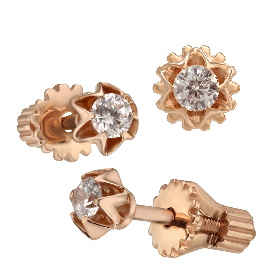 

Золотые пуссеты с фианитами Tango Jewellery Company 520295