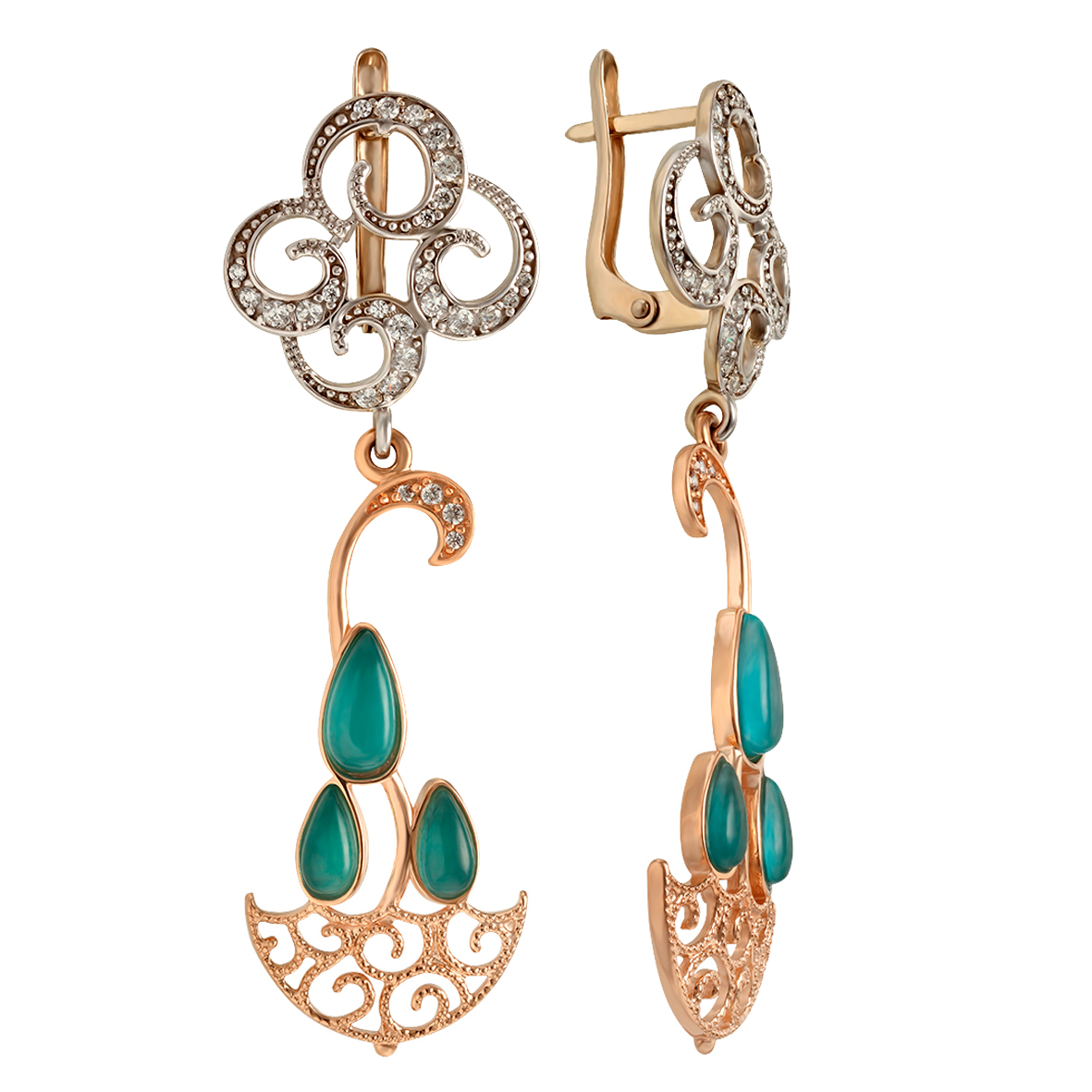 

Золотые серьги с фианитами и улекситом Tango Jewellery Company 420269