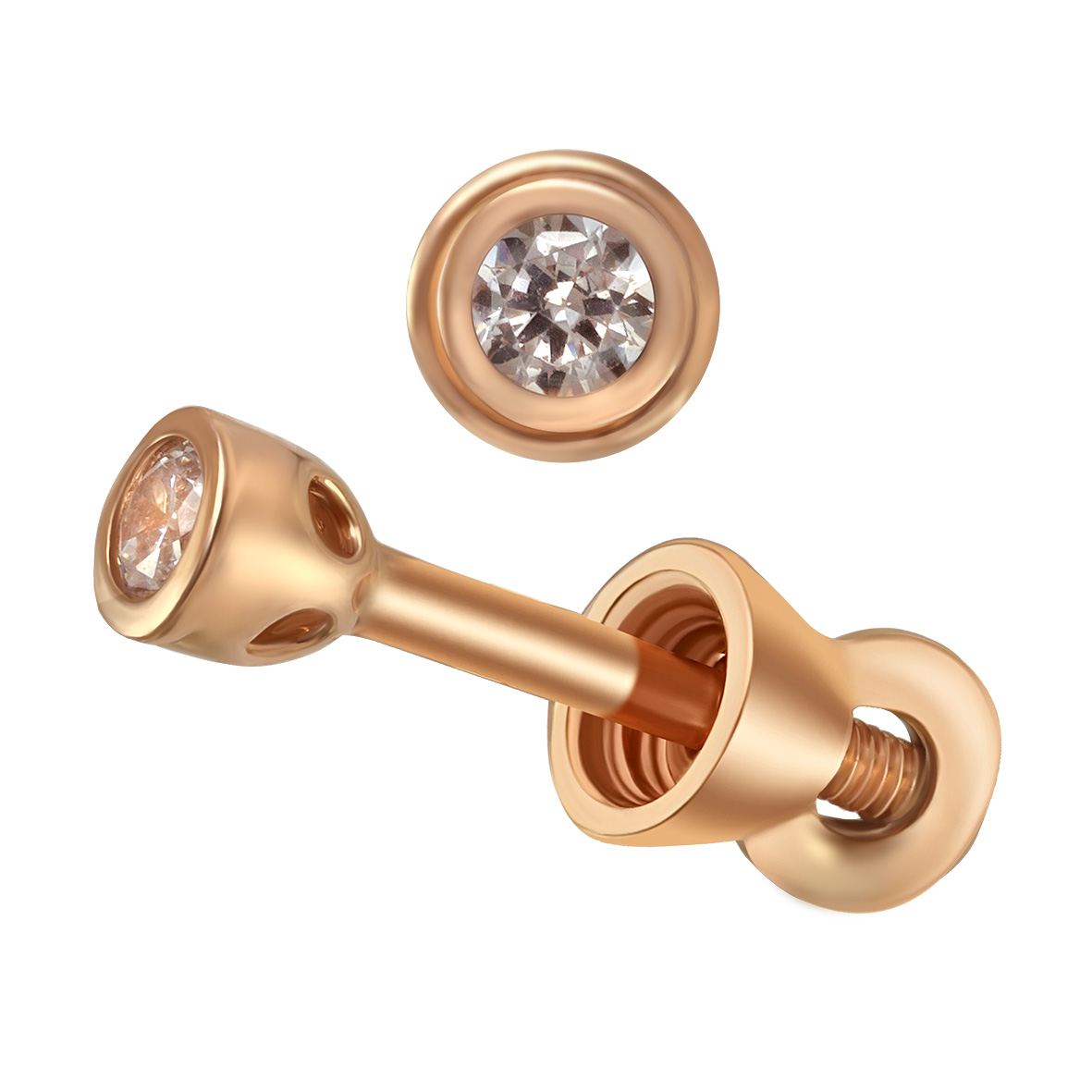 

Золотые пуссеты с фианитами Tango Jewellery Company 520290
