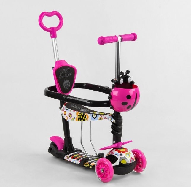 

Детский Трехколесный Самокат 5 в 1 Best Scooter (с 1) с бортиком, подножками и родительской ручкой, PU колеса со светом