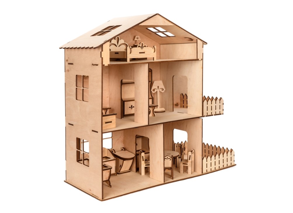 

Деревянный кукольный домик с мансардой "TREE HOUSE"49 х 21 х 50 см ArtMade Коричневый (AM-1.02)