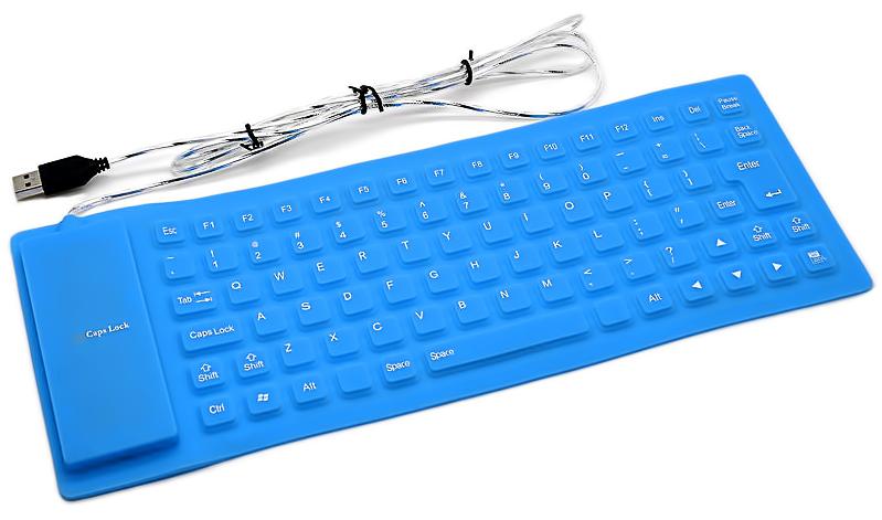 

Силиконовая USB - клавиатура синяя Respect (525)