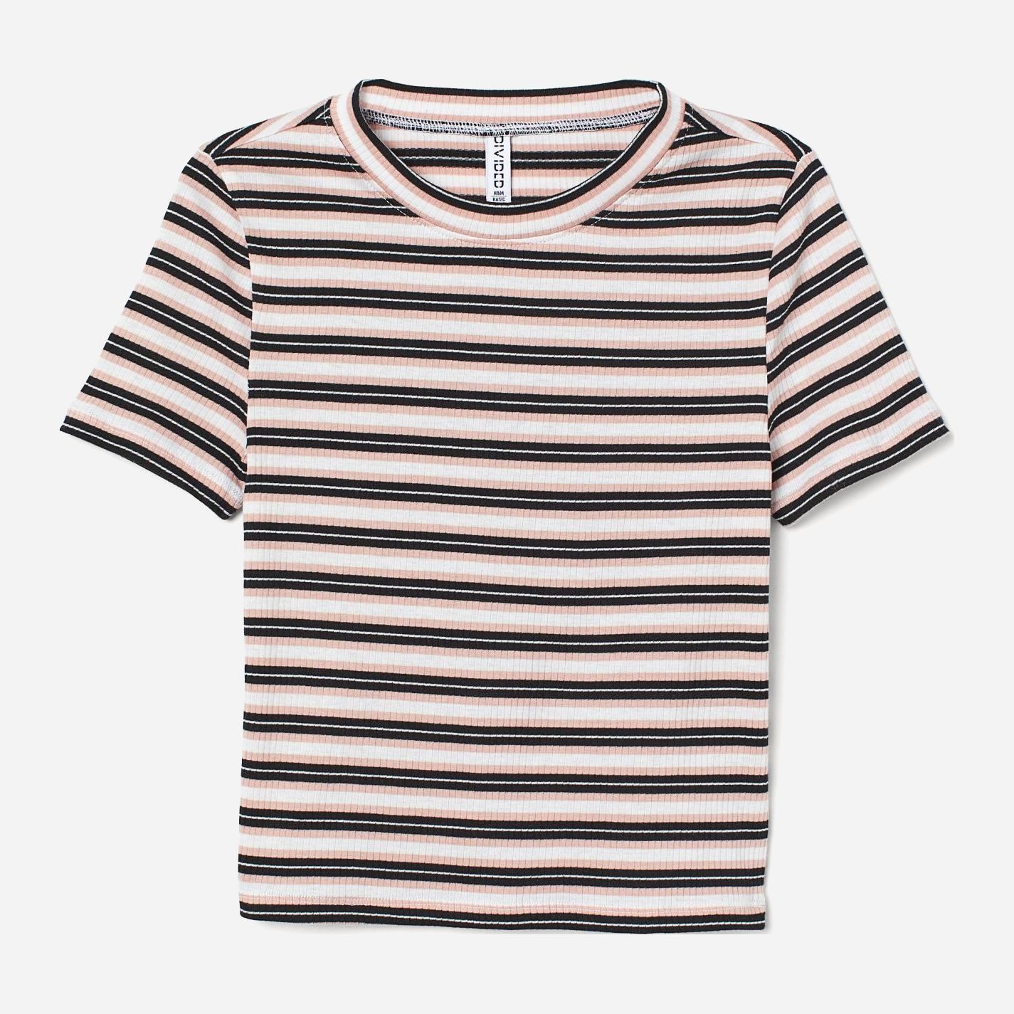 

Футболка H&M 1111-6244861  Пудровая с черным, Футболка H&M 1111-6244861 S Пудровая с черным