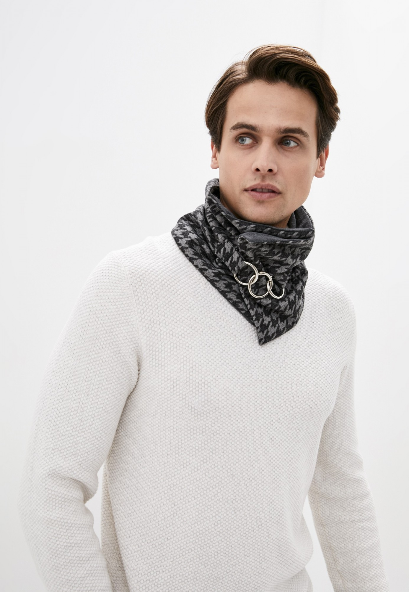 

Шарф "Лондон" мини-снуд трендовый от MyScarf теплый серый мужской