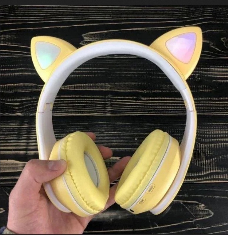 

Детские беспроводные наушники Wireless Cat Dr-08 с кошачьими ушками, Bluetooth наушники Желтые