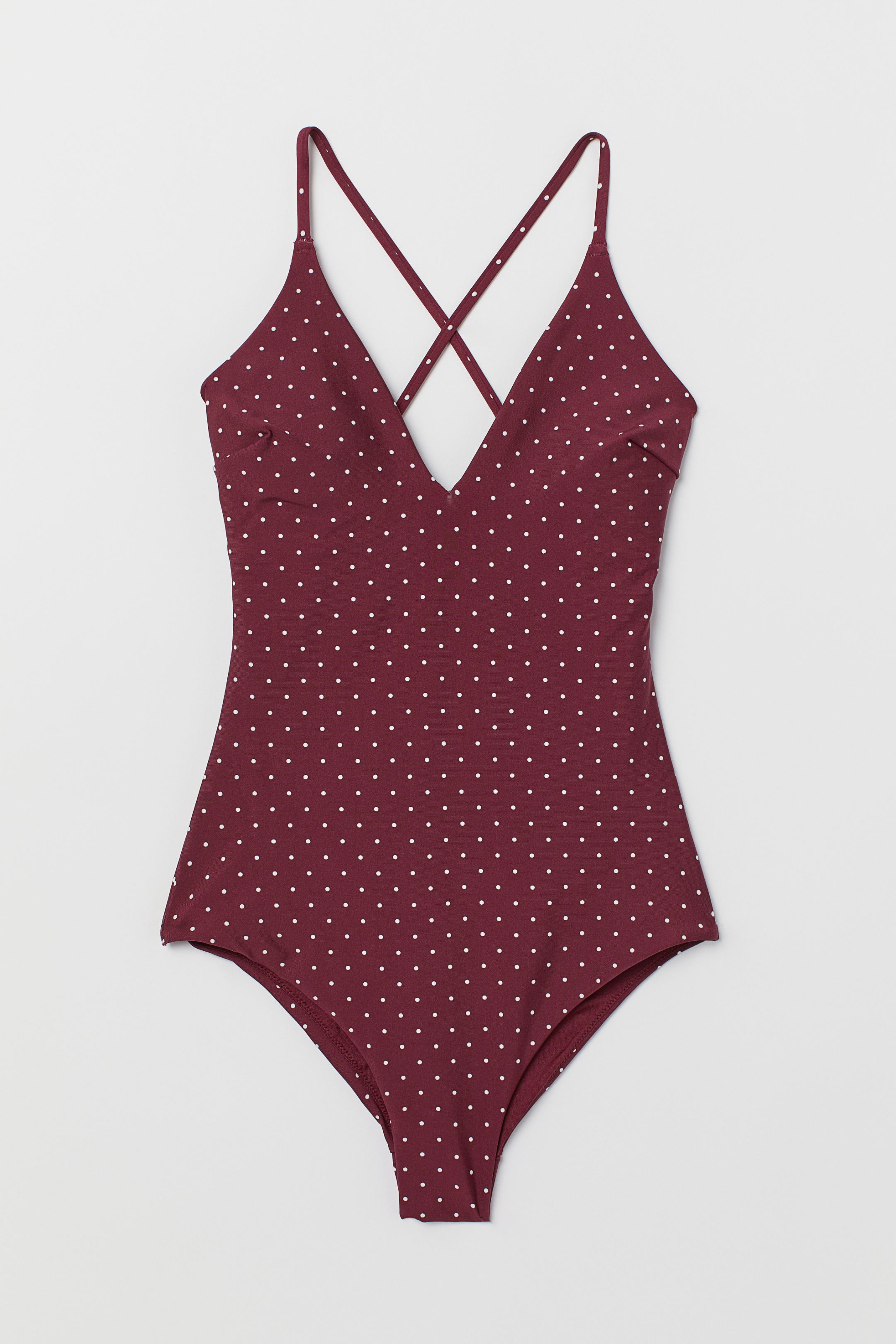 

Купальник H&M  бордовый горох 6992409, Купальник H&M 34 бордовый горох 6992409
