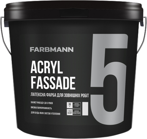 

Краска латексная для наружных работ FARBMANN Acryl Fassade 5 4.5 л Белая (4823046207457)
