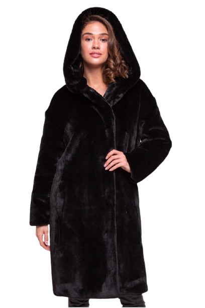 

Эко шуба Emass Edith черная утепленная с капюшоном, Эко шуба Emass Edith черная утепленная с капюшоном 48