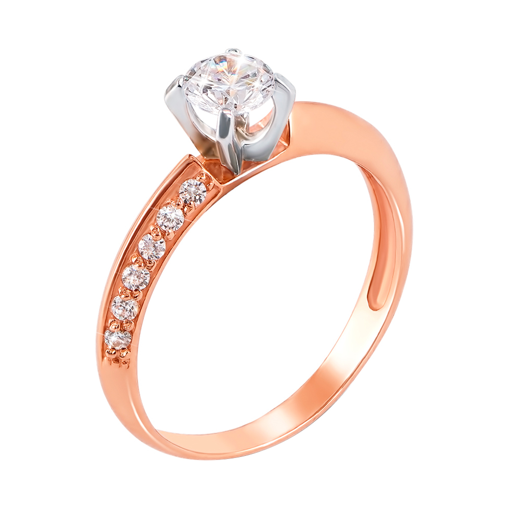 

Золотое кольцо в комбинированном цвете с фианитами 000015178 15 размера