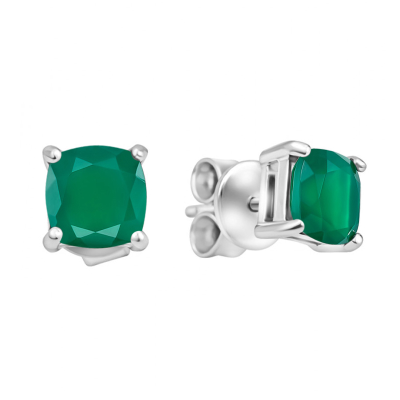 

Серебряные серьги-пуссеты с зеленым агатом 000133455