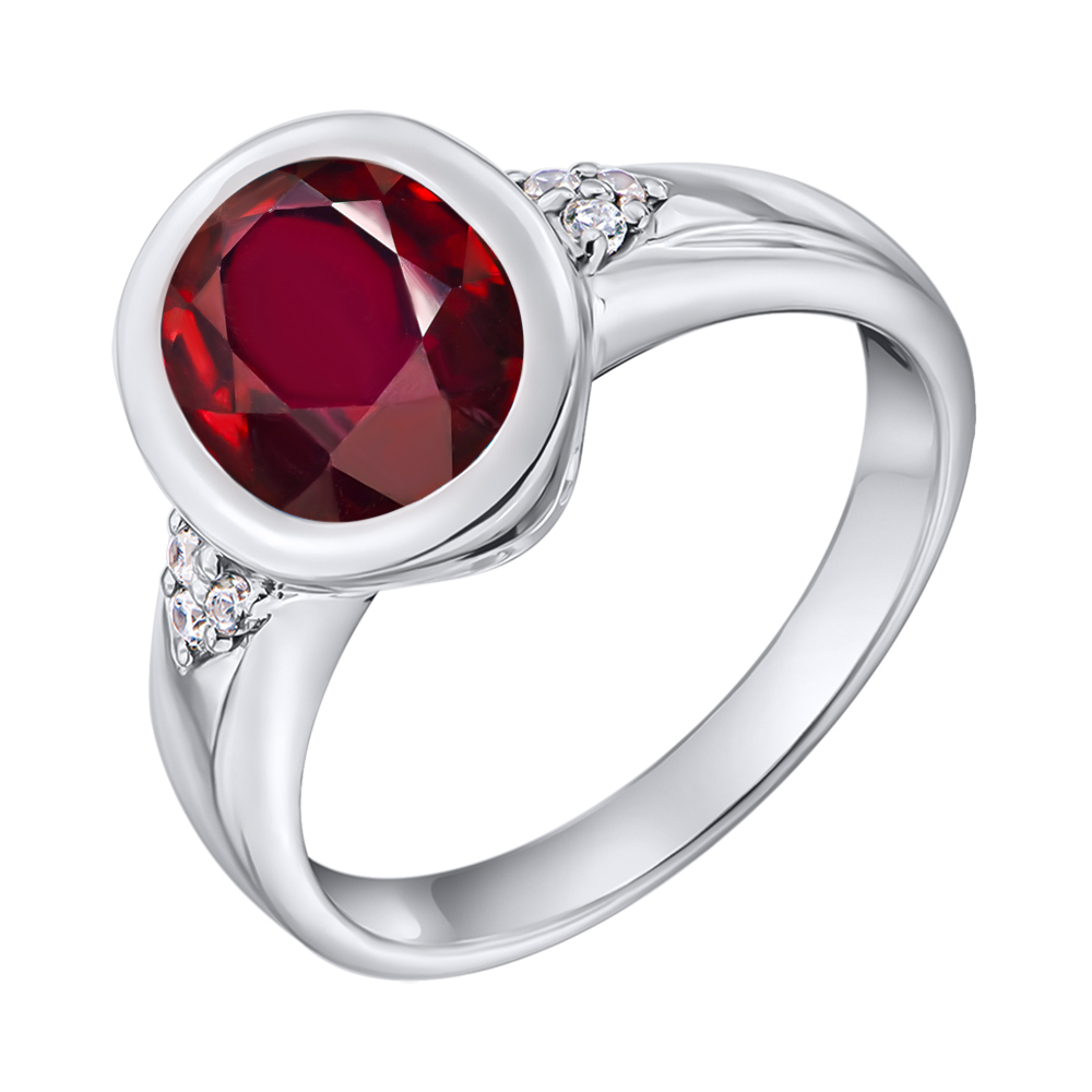 

Серебряное кольцо с гранатом и фианитами 000103124 15.5 размера