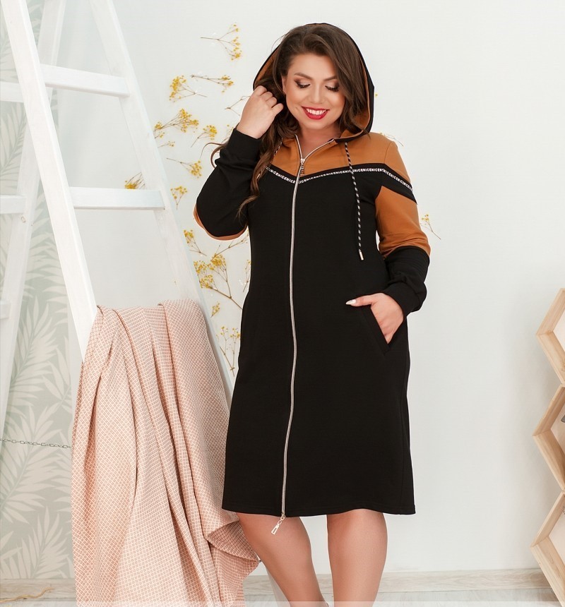 

Платье Minova 38-258  Чёрно-горчичное, Платье Minova 38-258 58-60 Чёрно-горчичное