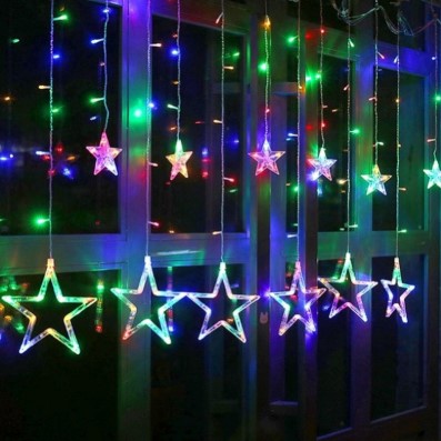 

Светодиодная гирлянда штора звезды 12 штук 4 м LED, новогодняя гирлянда (Микс)