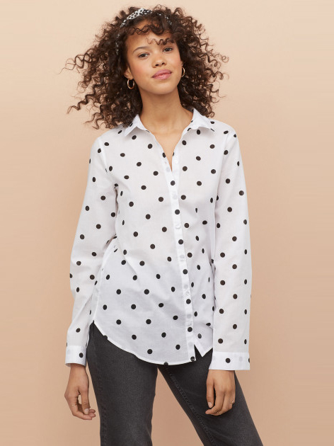 

Рубашка H&M 0697564-0 36 Белая горох (СА2000001874639)