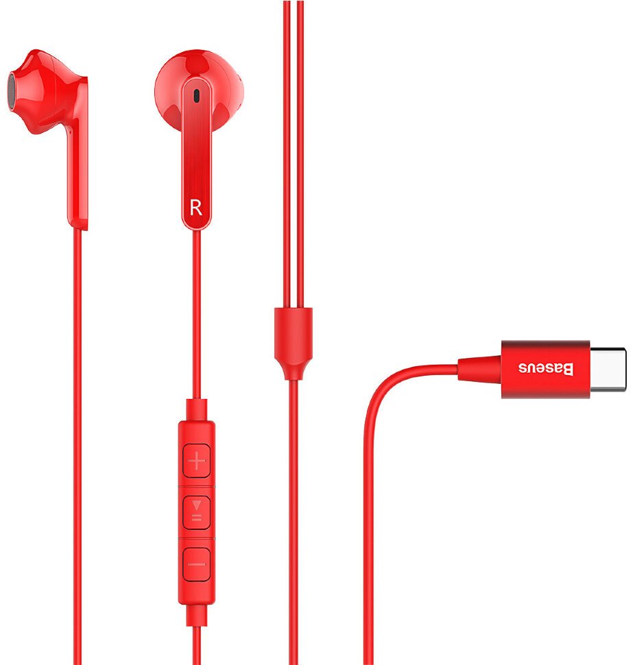 

Наушники Baseus Encok Wire Earphone C16 Red Type-C