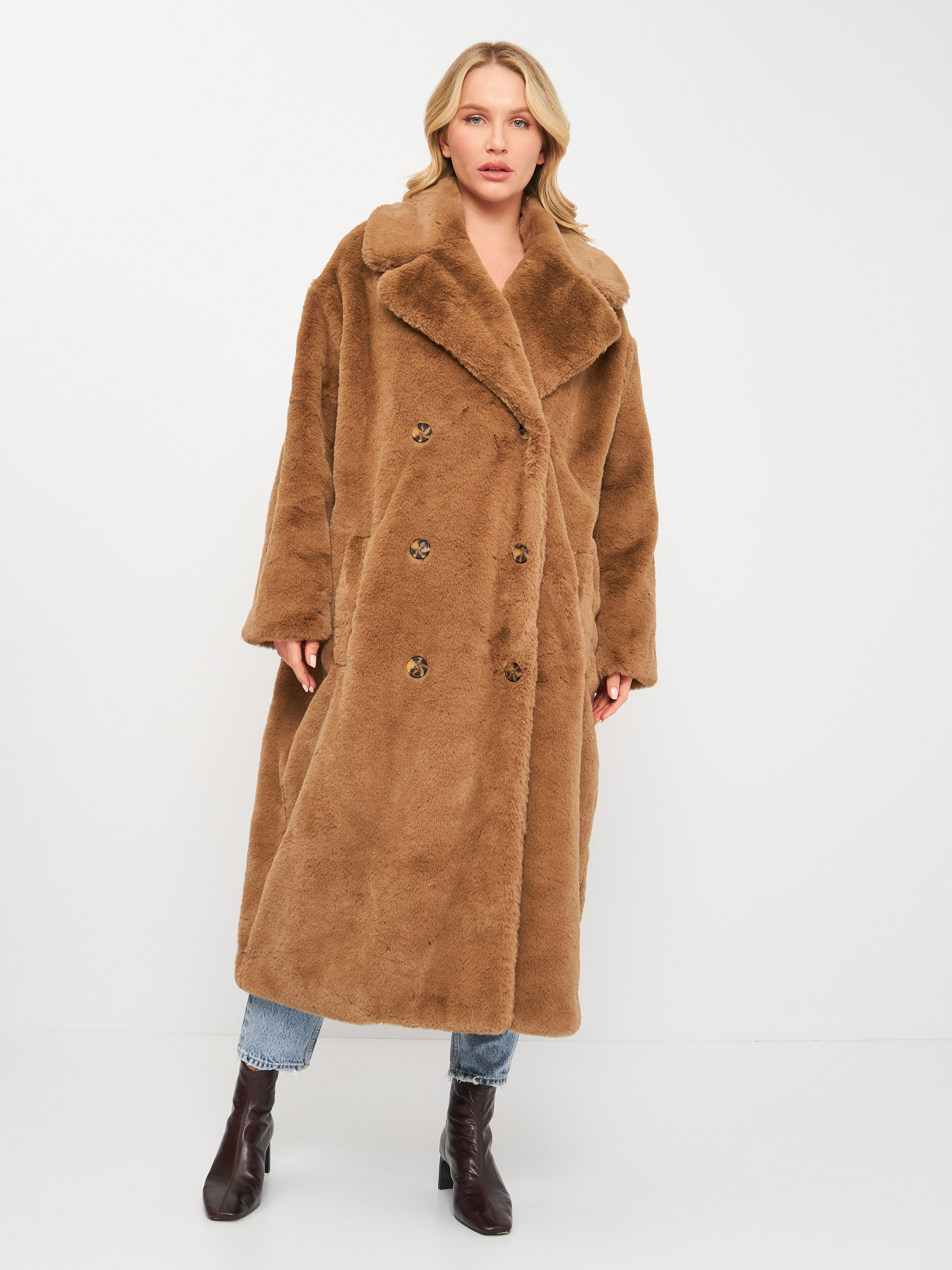 

Шуба H&M 2610-7985160 XL Светло-коричневая