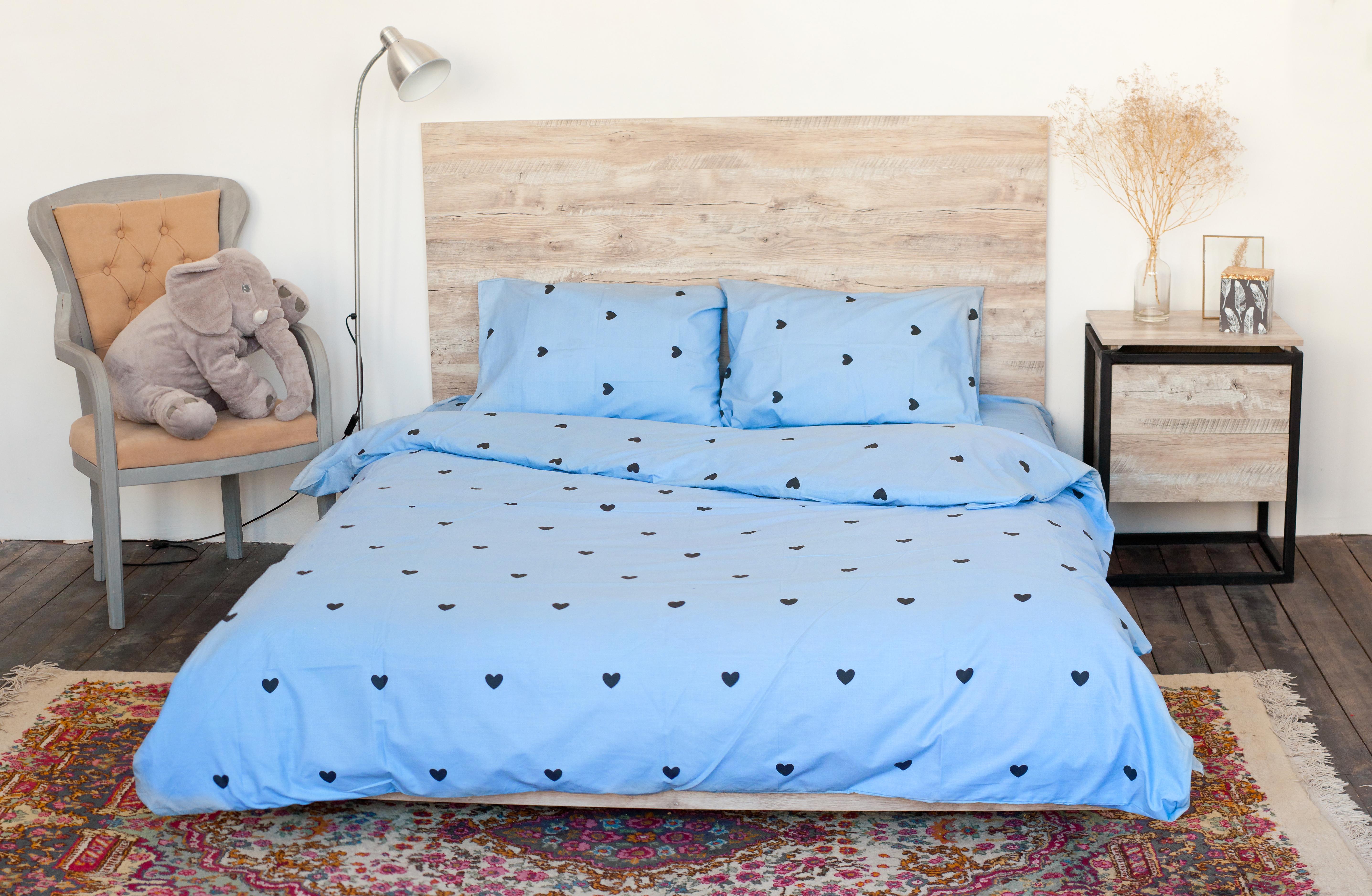 

Комплект постельного белья Coolki Love's голубой 200x 220