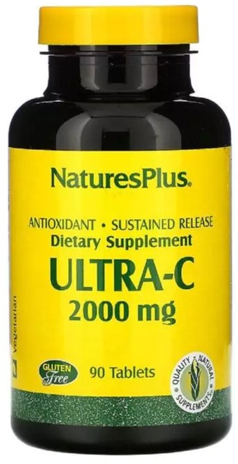 

Витамин С, Ultra-C, 2000 мг, Nature's Plus, 90 таблеток (097467022218)