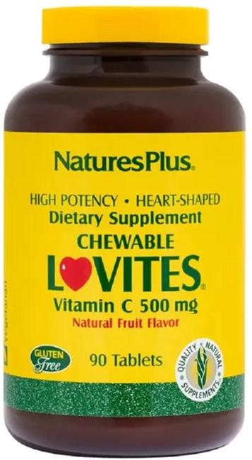 

Витамин C, Vitamin C Lovites, 500 мг, Nature's Plus, 90 жевательных таблеток (097467024472)