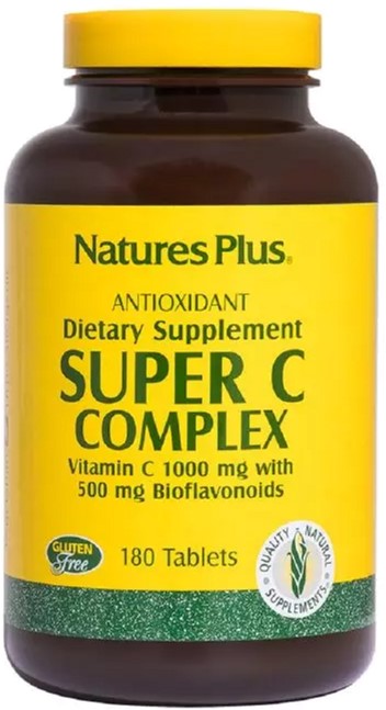 

Супер Комплекс Витамина С, Super C Complex, 1000 мг, Nature's Plus, 180 таблеток (097467024786)