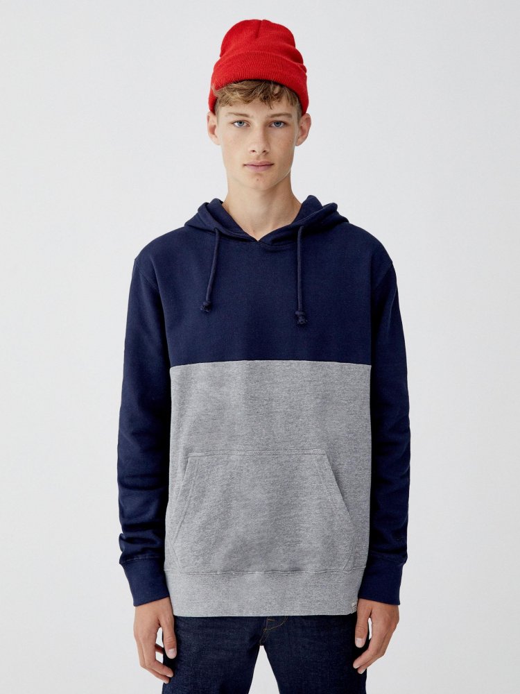 

Худи Pull & Bear XAZ221043NQXI S Темно-синее с серым