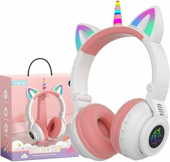 

Дитячі бездротові навушники єдиноріг cat ear stn-27 led bluetooth (8978789)