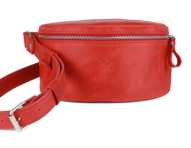 

Сумка поясная кожаная The Wings красная винтажная TW-BeltBag-red-crz