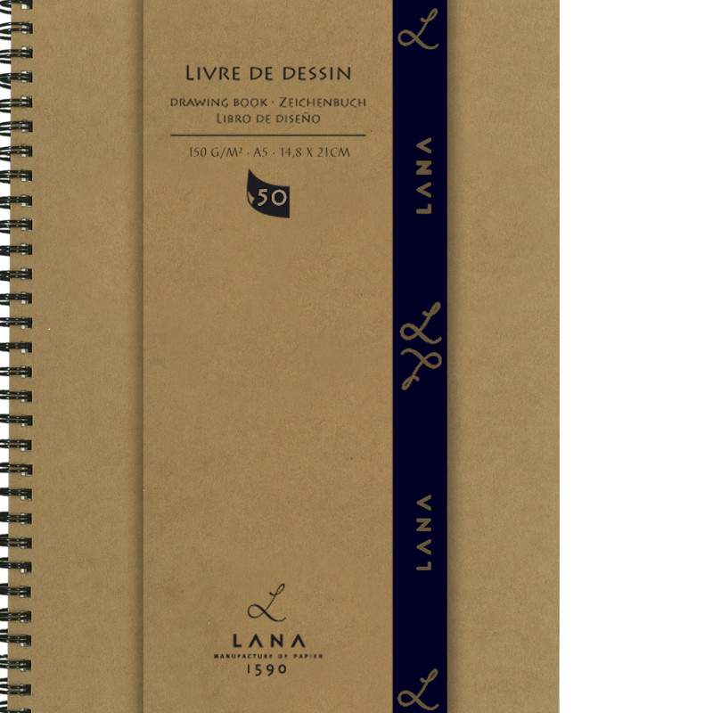 

Скетчбук на спирали Livre de Dessin Lana, 150 г/м², A5, 50 листов