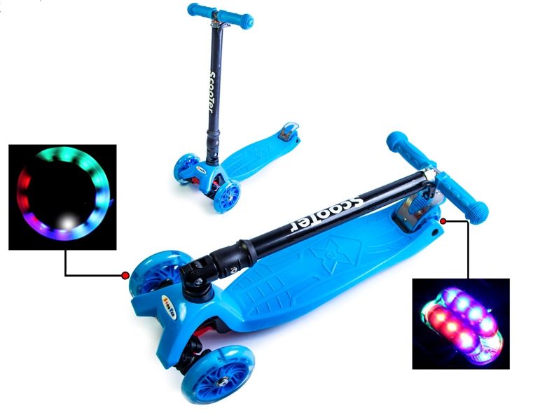 

Детский самокат Scale Sports MAXI. Blue. Складная ручка.