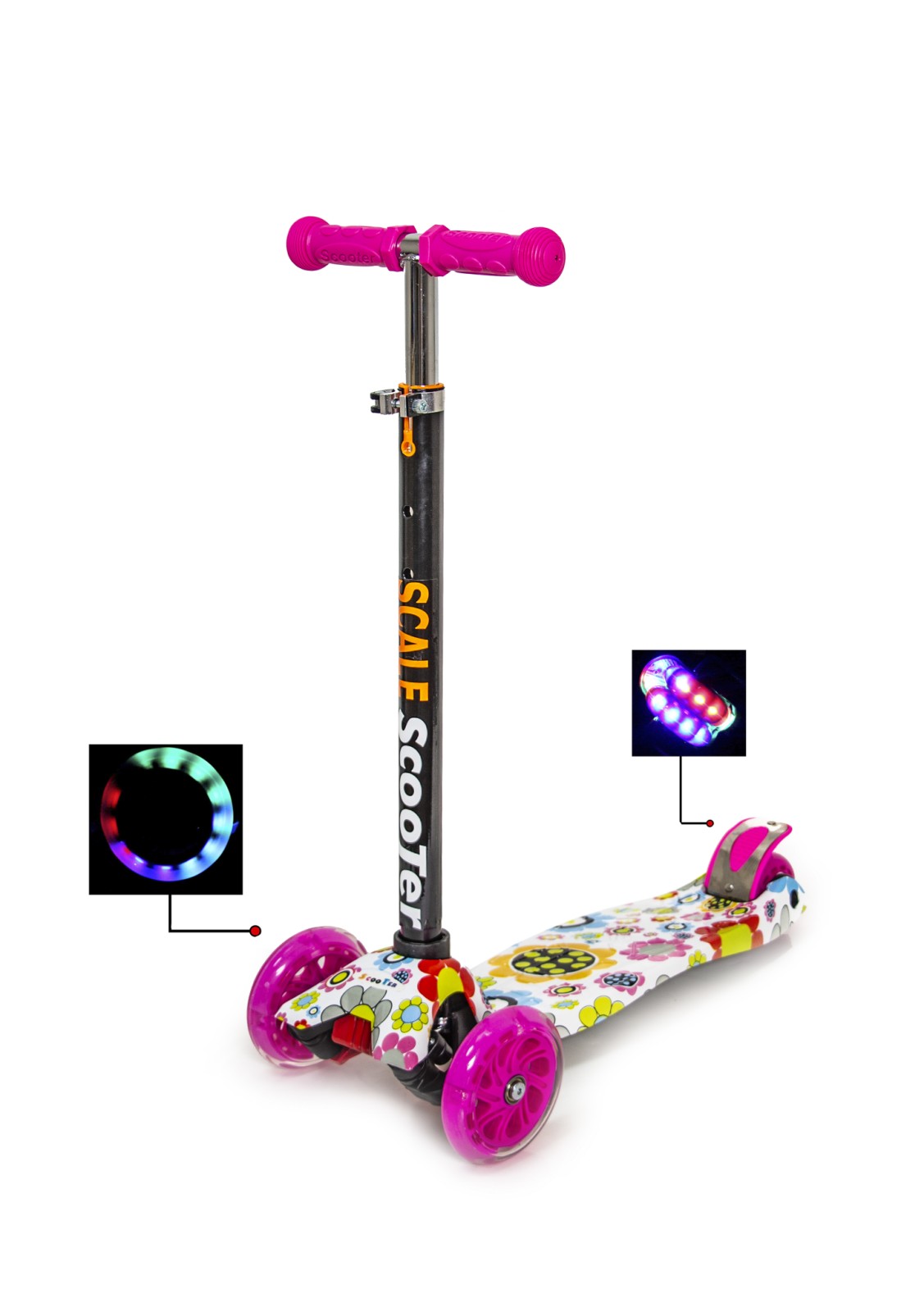 

Детский самокат Scale Sports MAXI. Daises. Светящиеся колеса!