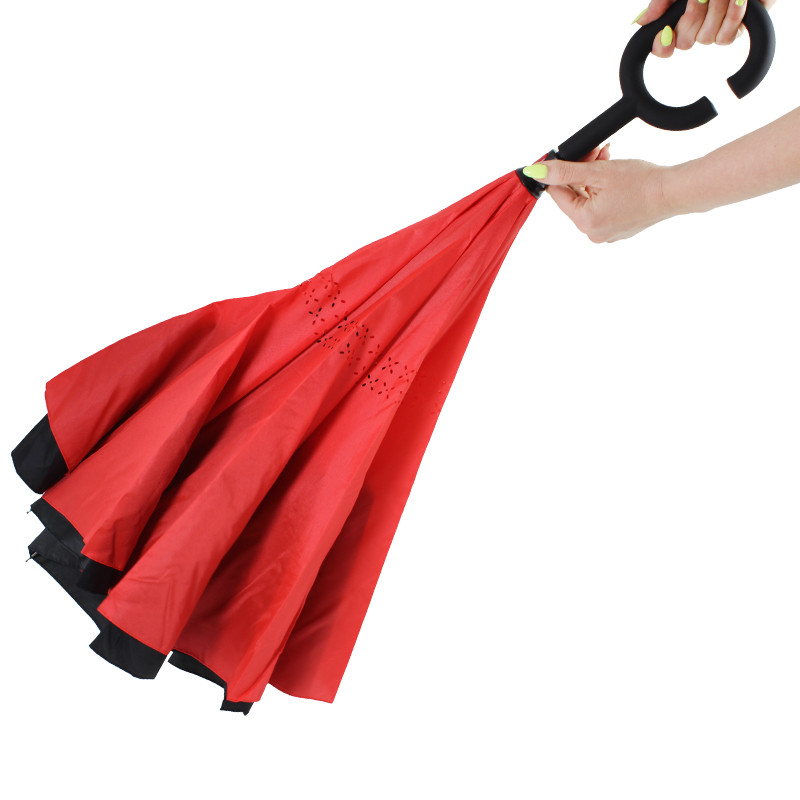 

Зонт наоборот Lesko Up-Brella Красный обратного сложения брендовый для девушек Апбрела двойное складывание (K/OPT2-2907-13277)
